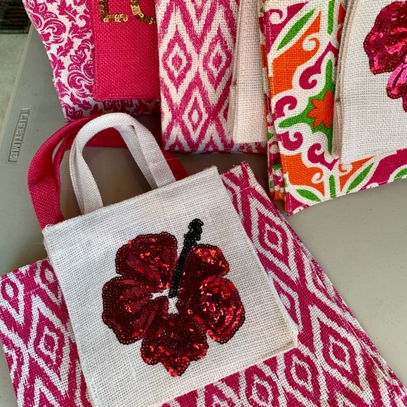 Valentine’s Day Gift Set Reusable Tote Bags 💟Flamingo & Hibiscus Variations - Picture 9 of 10
